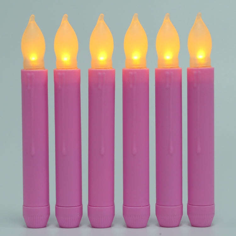 LED Electronic Candle Lights Flameless Long Rod Christmas Candle, Spec:Flashing Yellow Light-Pink