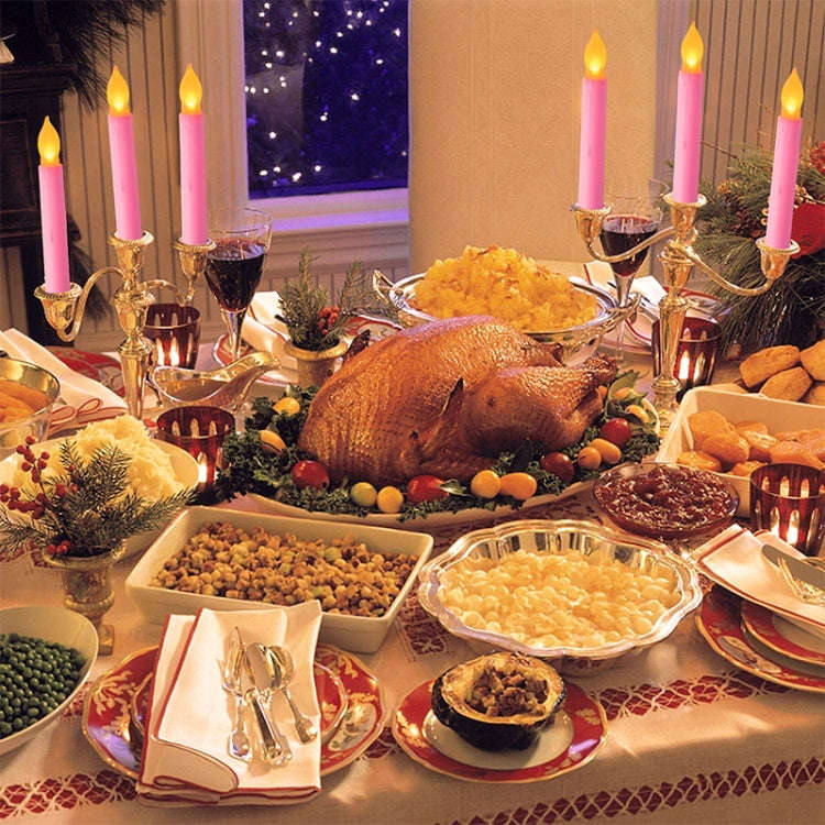 LED Electronic Candle Lights Flameless Long Rod Christmas Candle, Spec:Flashing Yellow Light-Pink