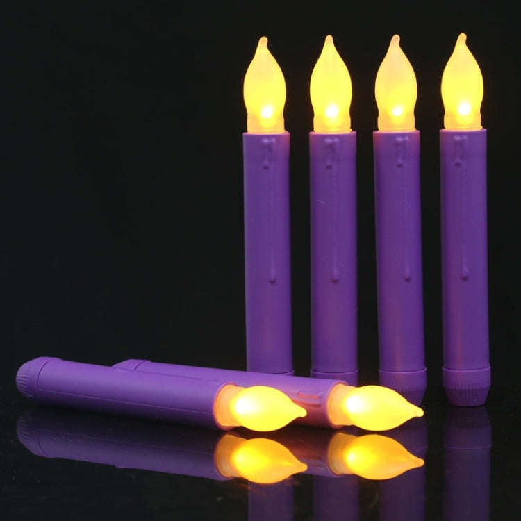LED Electronic Candle Lights Flameless Long Rod Christmas Candle, Spec:Flashing Yellow Light-Purple