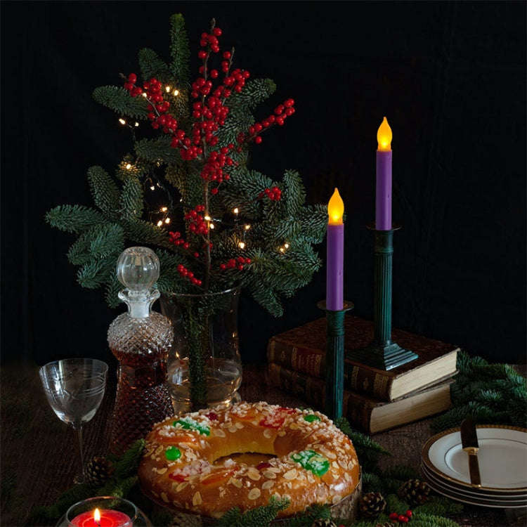 LED Electronic Candle Lights Flameless Long Rod Christmas Candle, Spec:Flashing Yellow Light-Purple
