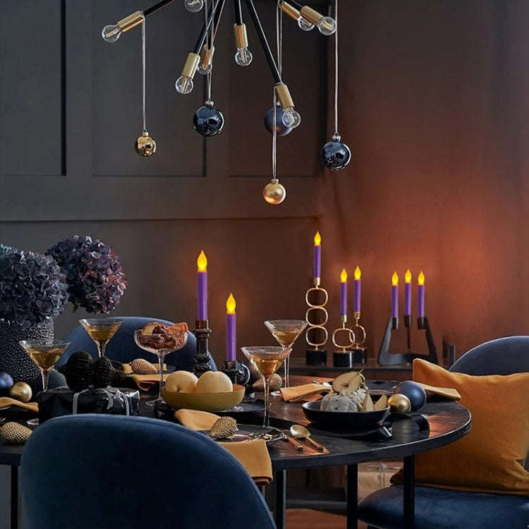 LED Electronic Candle Lights Flameless Long Rod Christmas Candle, Spec:Flashing Yellow Light-Purple