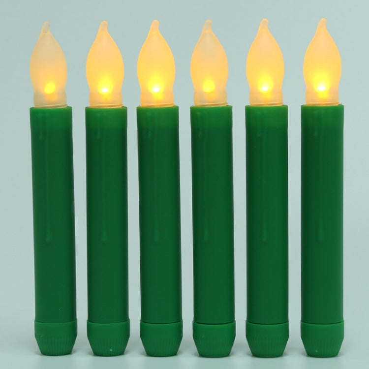 LED Electronic Candle Lights Flameless Long Rod Christmas Candle, Spec:Flashing Yellow Light-Green