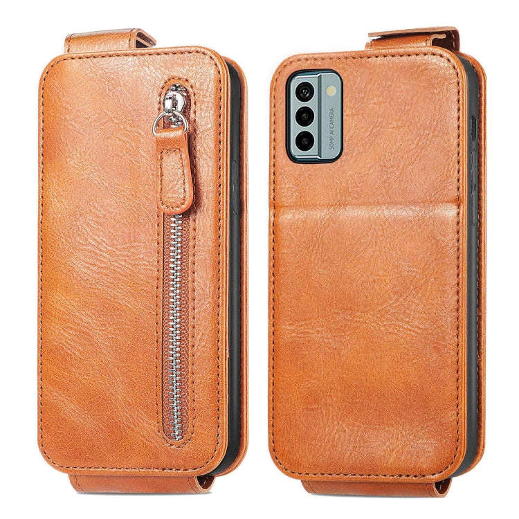 For Nokia G22 Zipper Wallet Vertical Flip Leather Phone Case(Brown)