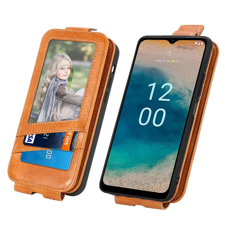 For Nokia G22 Zipper Wallet Vertical Flip Leather Phone Case(Brown)