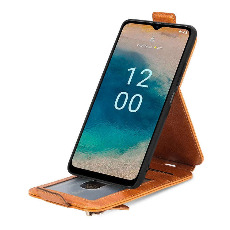 For Nokia G22 Zipper Wallet Vertical Flip Leather Phone Case(Brown)