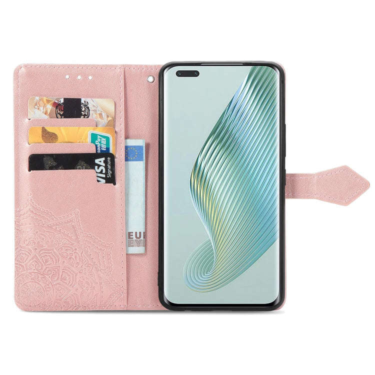 For Honor Magic5 Pro Mandala Flower Embossed Leather Phone Case(Rose Gold)