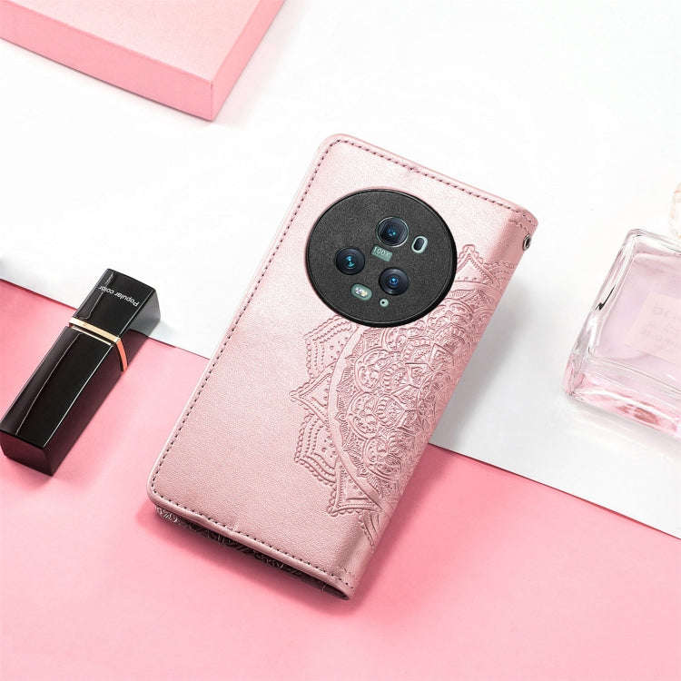 For Honor Magic5 Pro Mandala Flower Embossed Leather Phone Case(Rose Gold)