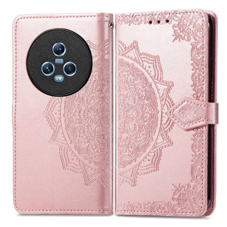 For Honor Magic5 Mandala Flower Embossed Leather Phone Case(Rose Gold)