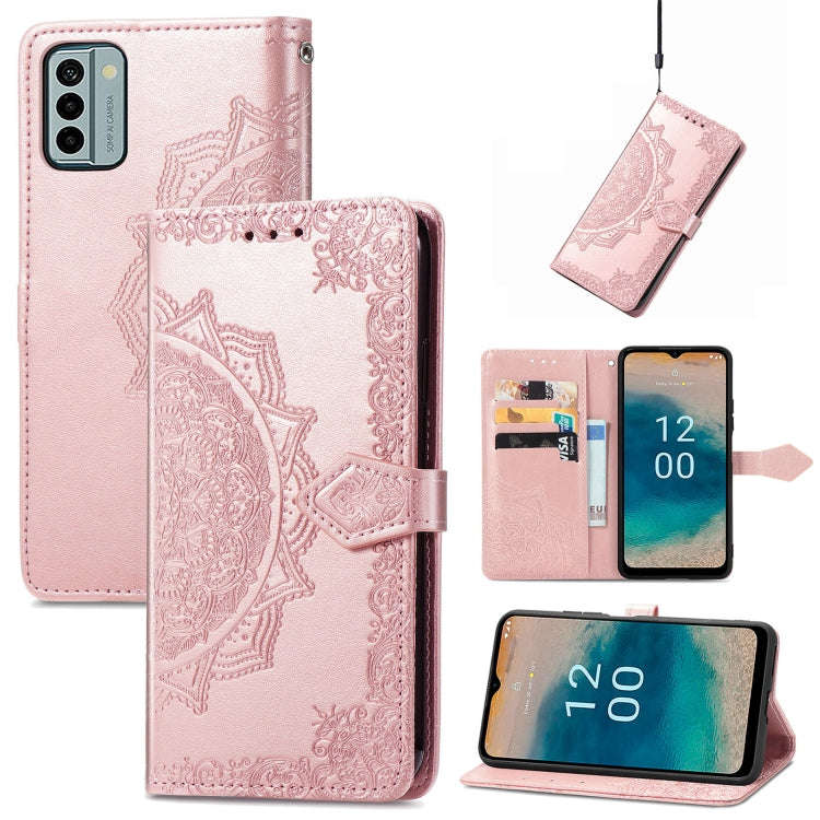 For Nokia G22 Mandala Flower Embossed Leather Phone Case(Rose Gold)