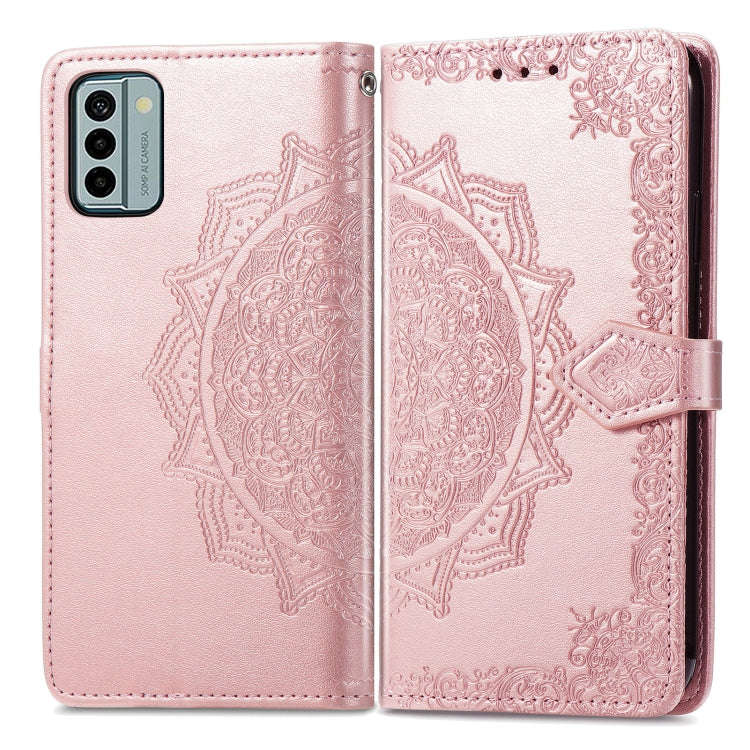 For Nokia G22 Mandala Flower Embossed Leather Phone Case(Rose Gold)