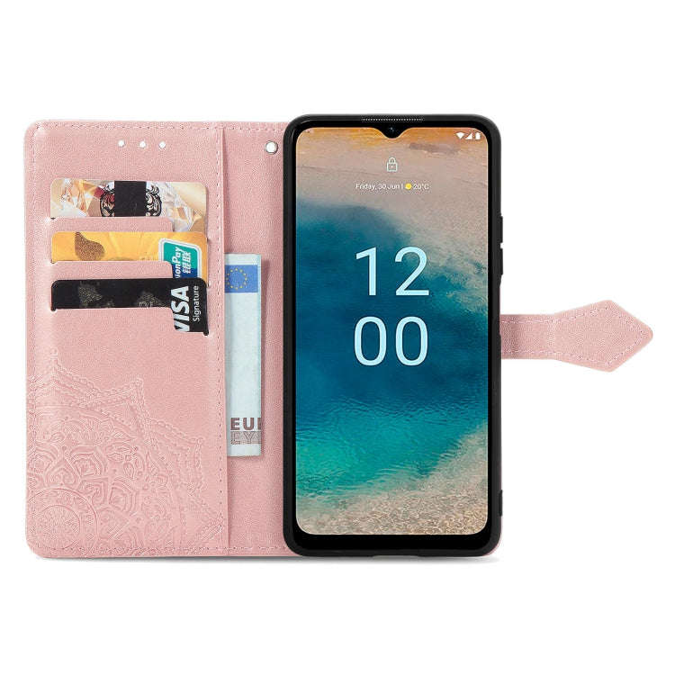 For Nokia G22 Mandala Flower Embossed Leather Phone Case(Rose Gold)