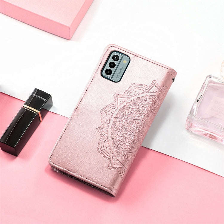 For Nokia G22 Mandala Flower Embossed Leather Phone Case(Rose Gold)