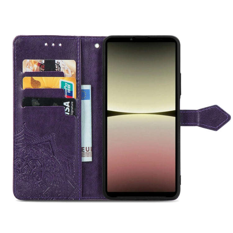 For Sony Xperia 10 IV Mandala Flower Embossed Leather Phone Case(Purple)