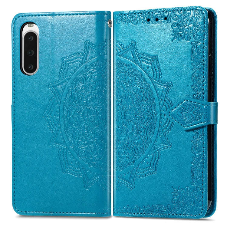 For Sony Xperia 10 IV Mandala Flower Embossed Leather Phone Case(Blue)