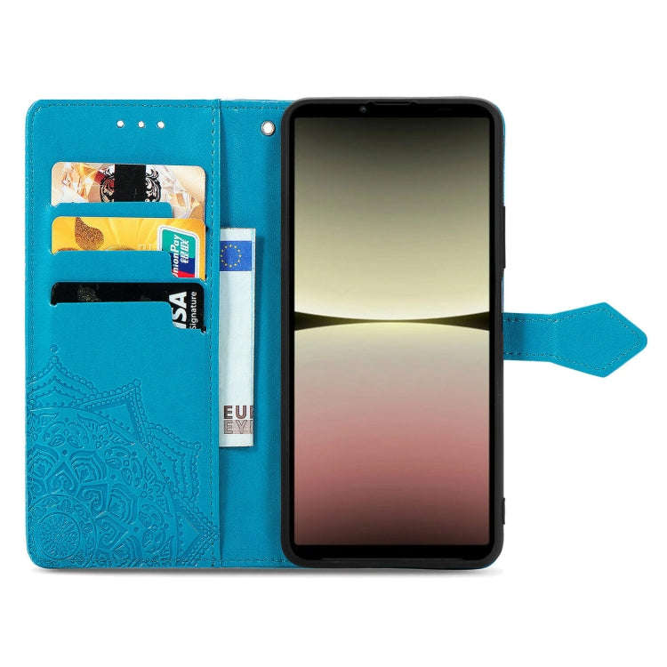 For Sony Xperia 10 IV Mandala Flower Embossed Leather Phone Case(Blue)