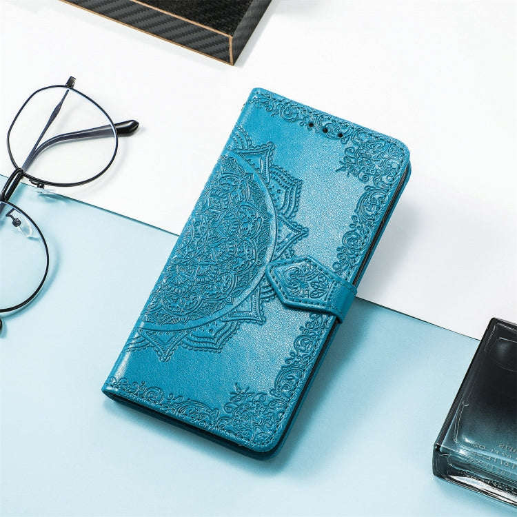 For Sony Xperia 10 IV Mandala Flower Embossed Leather Phone Case(Blue)