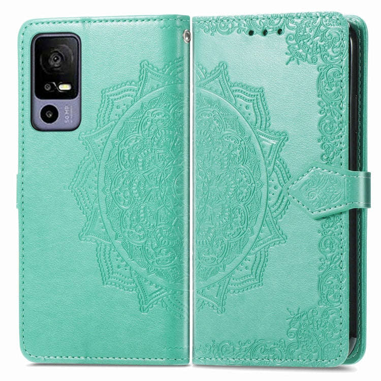 For TCL 40R Mandala Flower Embossed Leather Phone Case(Green)