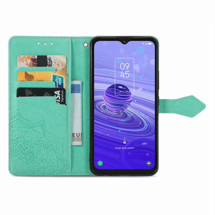 For TCL 40R Mandala Flower Embossed Leather Phone Case(Green)