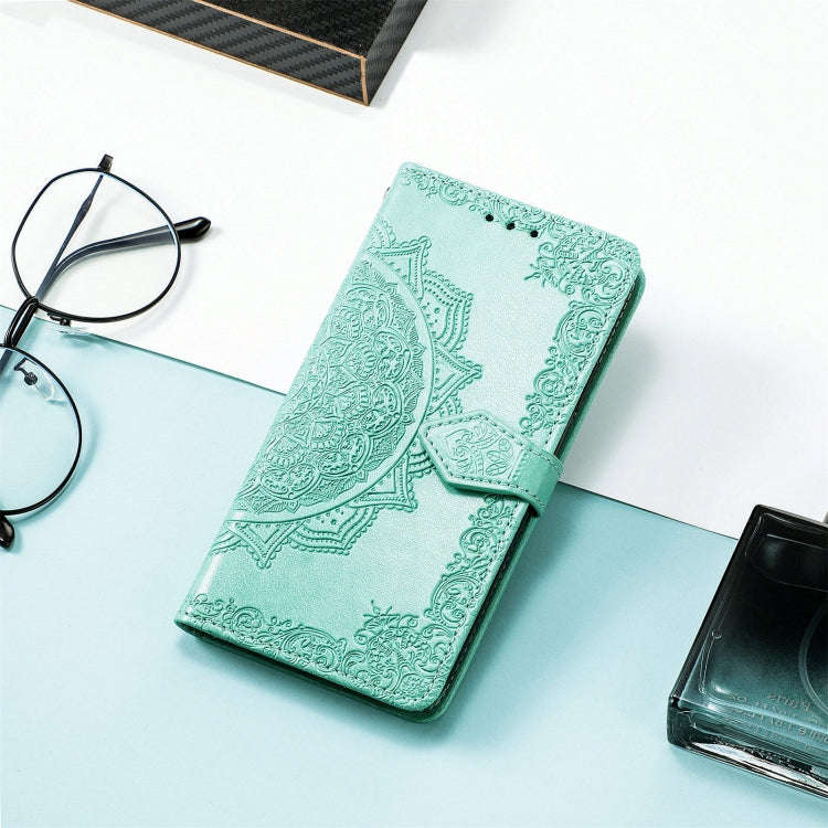 For TCL 40R Mandala Flower Embossed Leather Phone Case(Green)