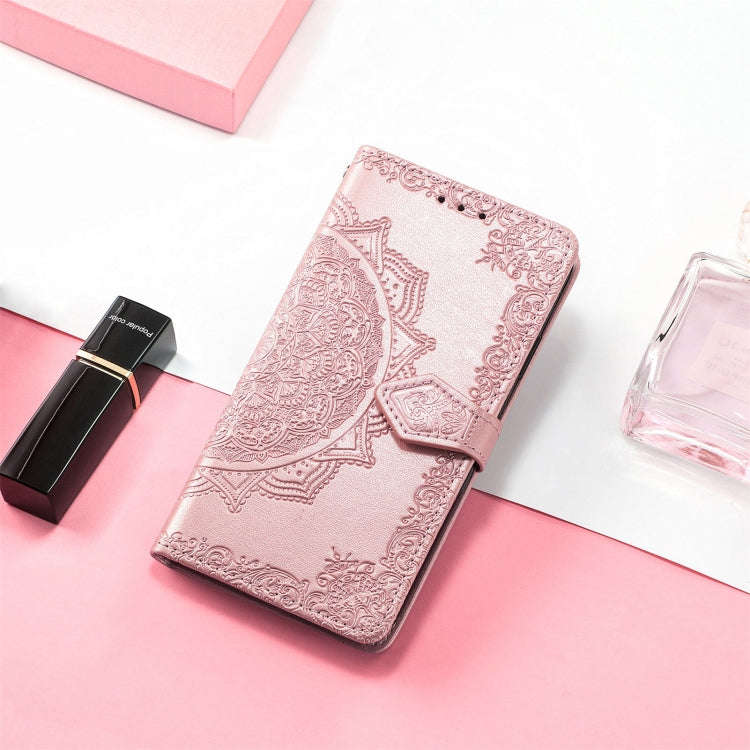 For TCL 403 Mandala Flower Embossed Leather Phone Case(Rose Gold)