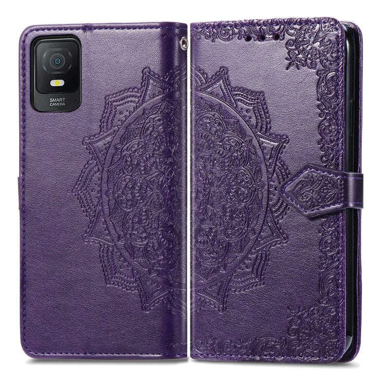 For TCL 403 Mandala Flower Embossed Leather Phone Case(Purple)