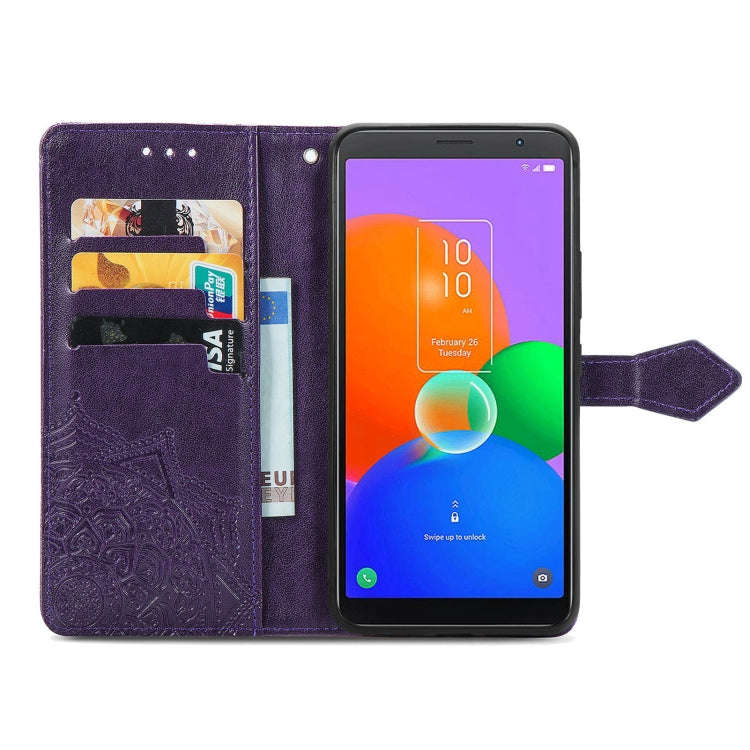 For TCL 403 Mandala Flower Embossed Leather Phone Case(Purple)