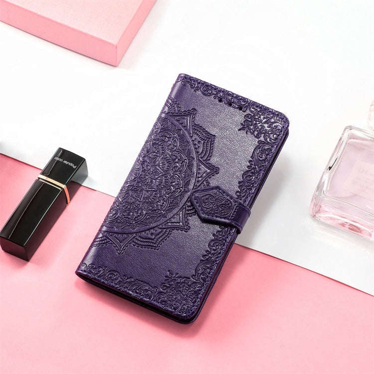 For TCL 403 Mandala Flower Embossed Leather Phone Case(Purple)