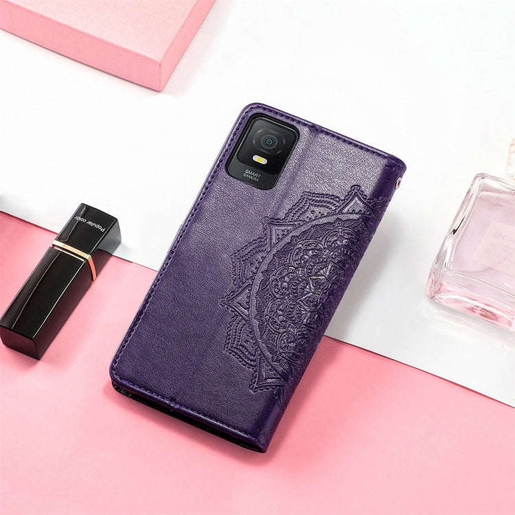 For TCL 403 Mandala Flower Embossed Leather Phone Case(Purple)