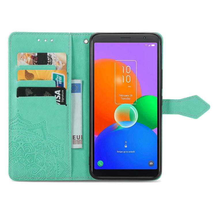 For TCL 403 Mandala Flower Embossed Leather Phone Case(Green)