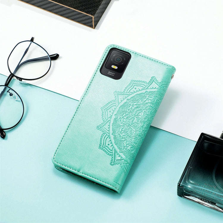 For TCL 403 Mandala Flower Embossed Leather Phone Case(Green)