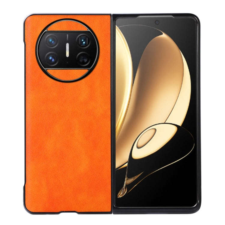 For Huawei Mate X3 Two-color Litchi Texture PU Phone Case(Orange)
