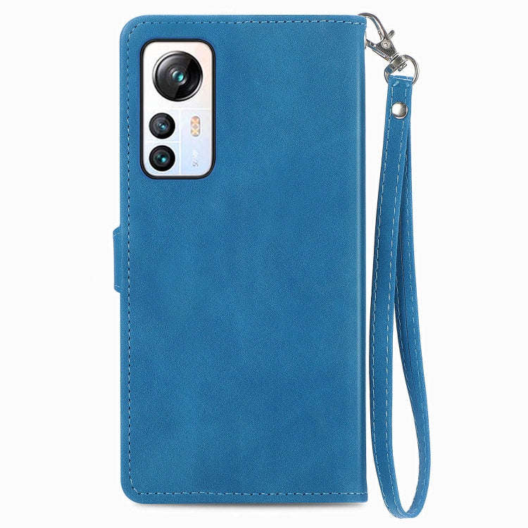 For Blackview A85 Embossed Flower Zipper Leather Phone Case(Blue)