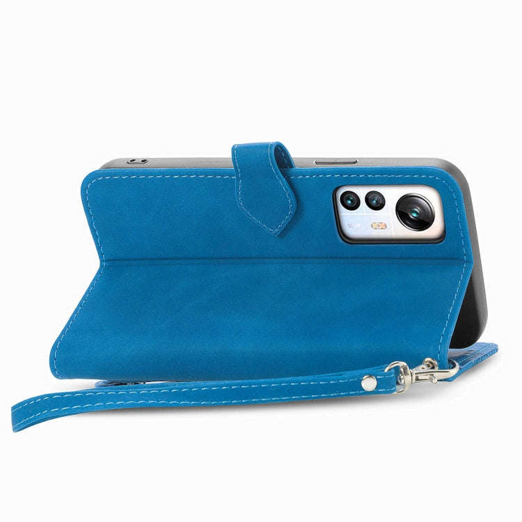 For Blackview A85 Embossed Flower Zipper Leather Phone Case(Blue)
