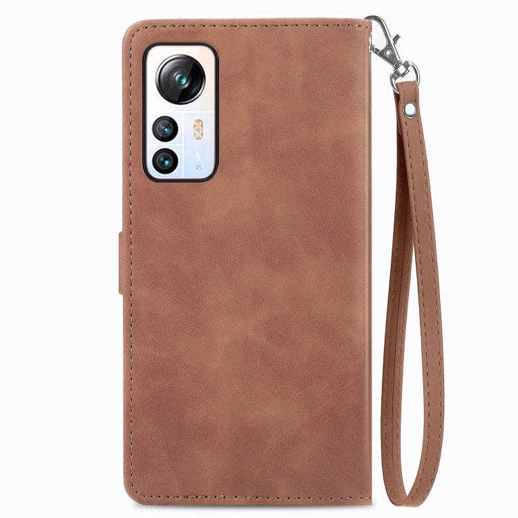 For Blackview A85 Embossed Flower Zipper Leather Phone Case(Brown)