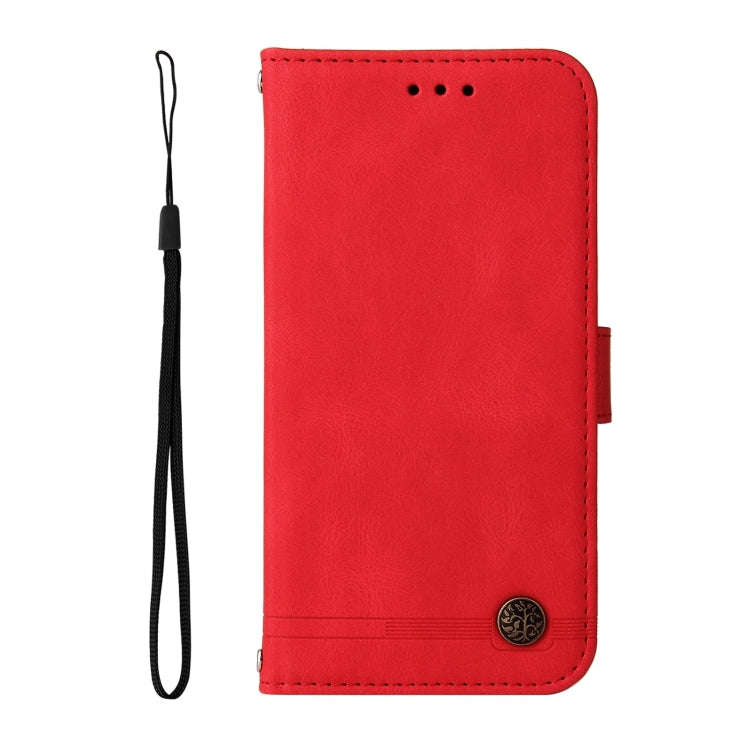 For Honor Magic5 Pro Skin Feel Life Tree Metal Button Leather Phone Case(Red)