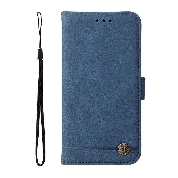 For Honor Magic5 Pro Skin Feel Life Tree Metal Button Leather Phone Case(Blue)
