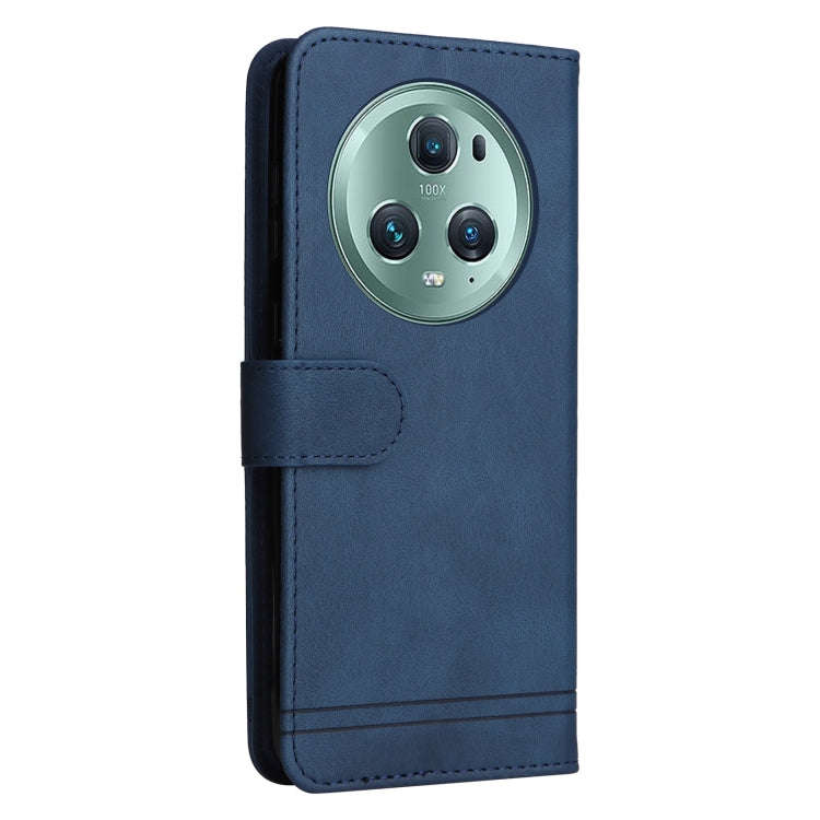 For Honor Magic5 Pro Skin Feel Life Tree Metal Button Leather Phone Case(Blue)