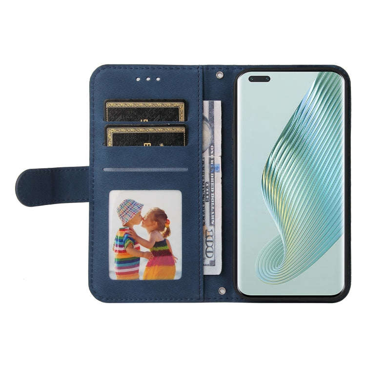 For Honor Magic5 Pro Skin Feel Life Tree Metal Button Leather Phone Case(Blue)