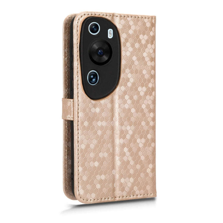 For Huawei P60 Art Honeycomb Dot Texture Leather Phone Case(Gold)