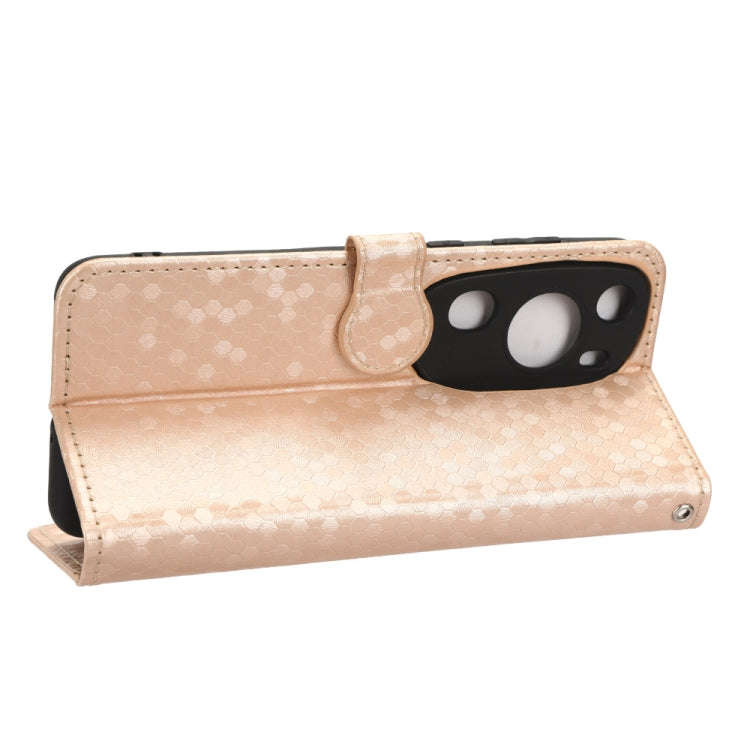 For Huawei P60 Art Honeycomb Dot Texture Leather Phone Case(Gold)