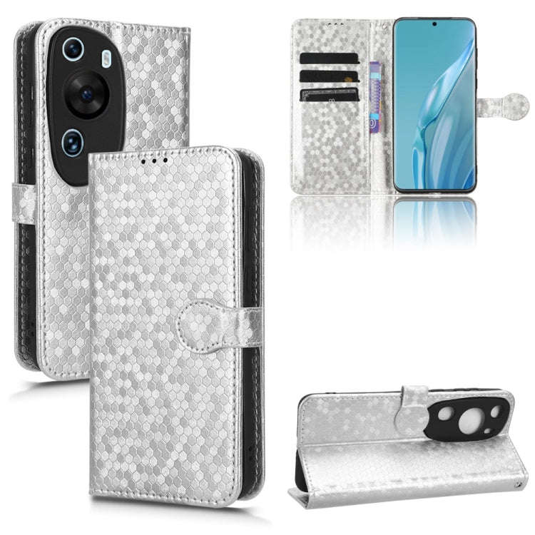 For Huawei P60 Art Honeycomb Dot Texture Leather Phone Case(Silver)