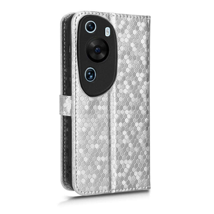 For Huawei P60 Art Honeycomb Dot Texture Leather Phone Case(Silver)