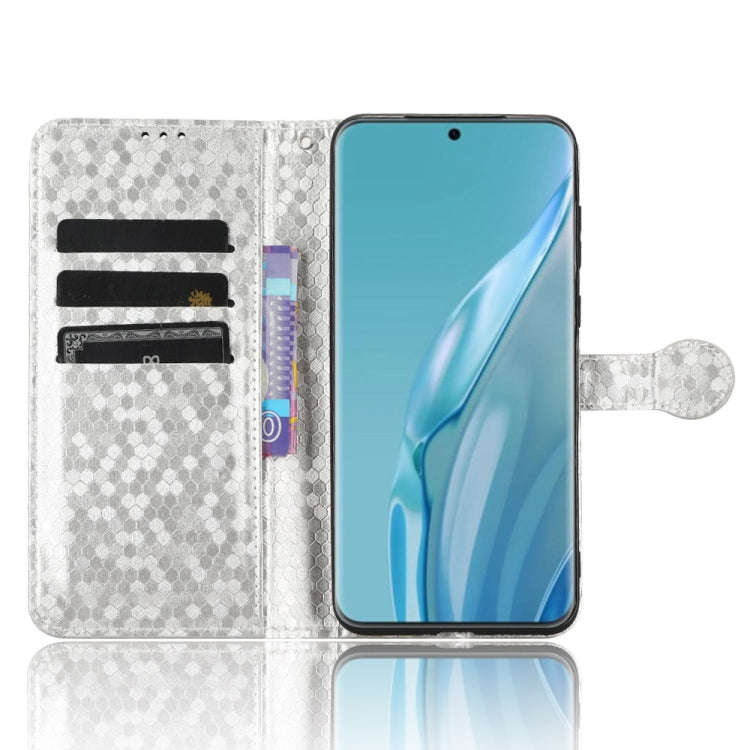 For Huawei P60 Art Honeycomb Dot Texture Leather Phone Case(Silver)