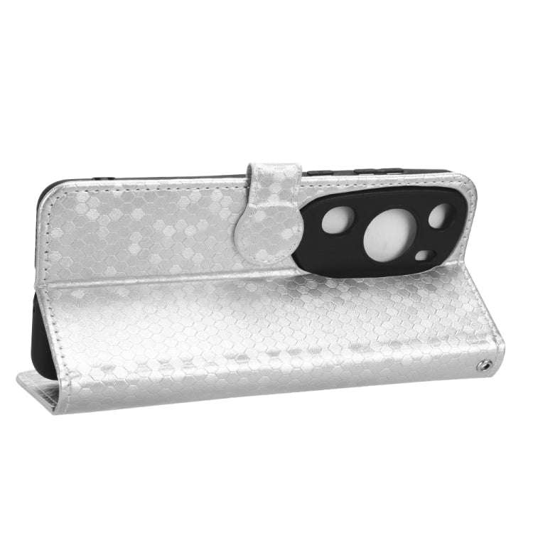 For Huawei P60 Art Honeycomb Dot Texture Leather Phone Case(Silver)