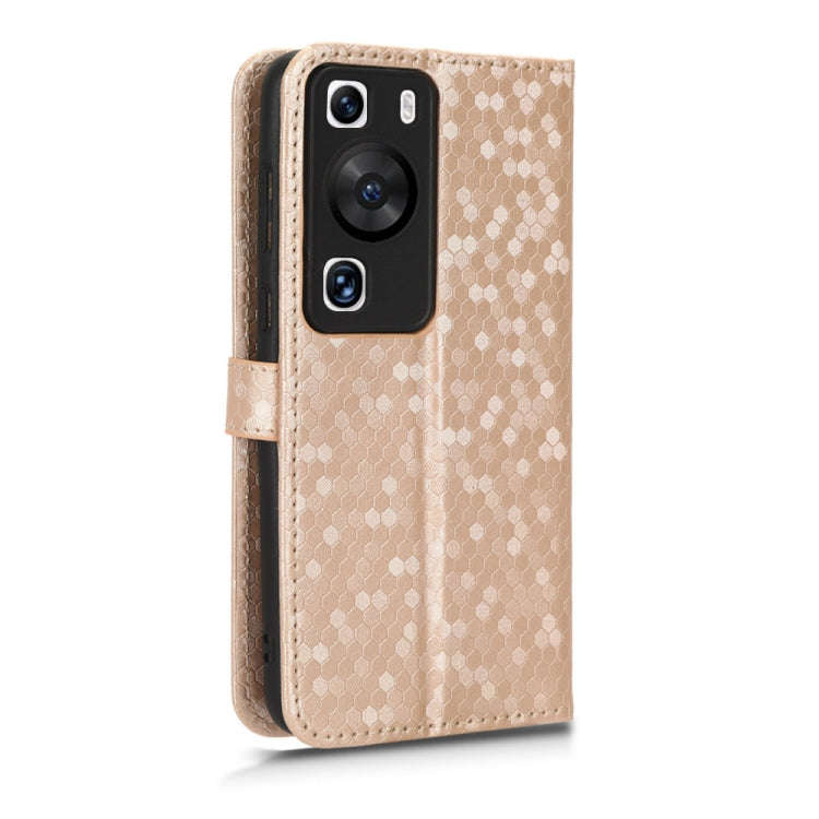 For Huawei P60 / P60 Pro Honeycomb Dot Texture Leather Phone Case(Gold)