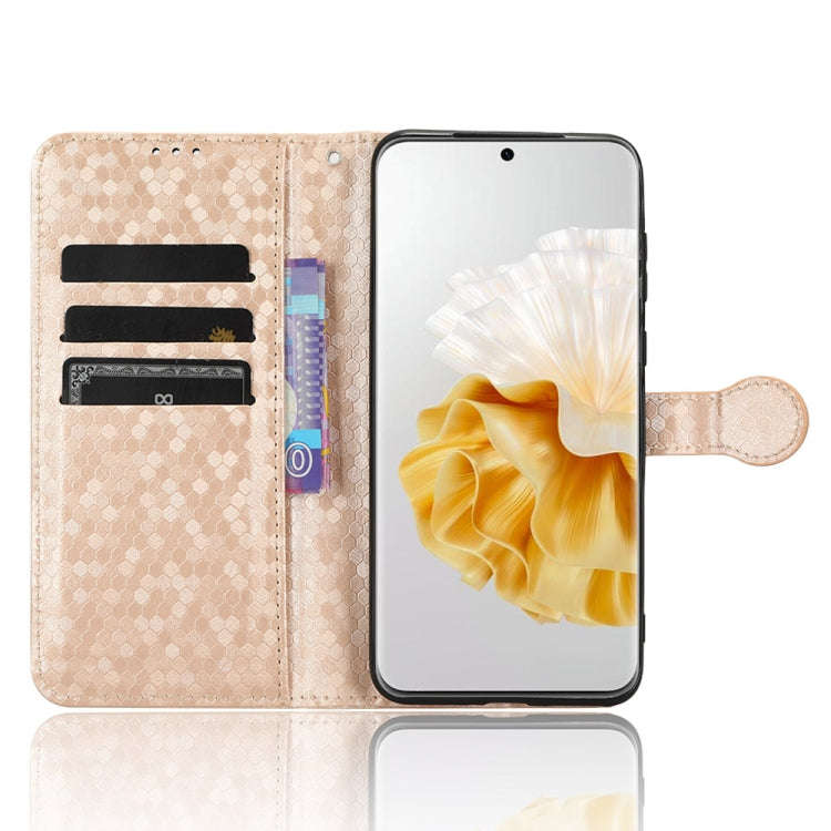 For Huawei P60 / P60 Pro Honeycomb Dot Texture Leather Phone Case(Gold)