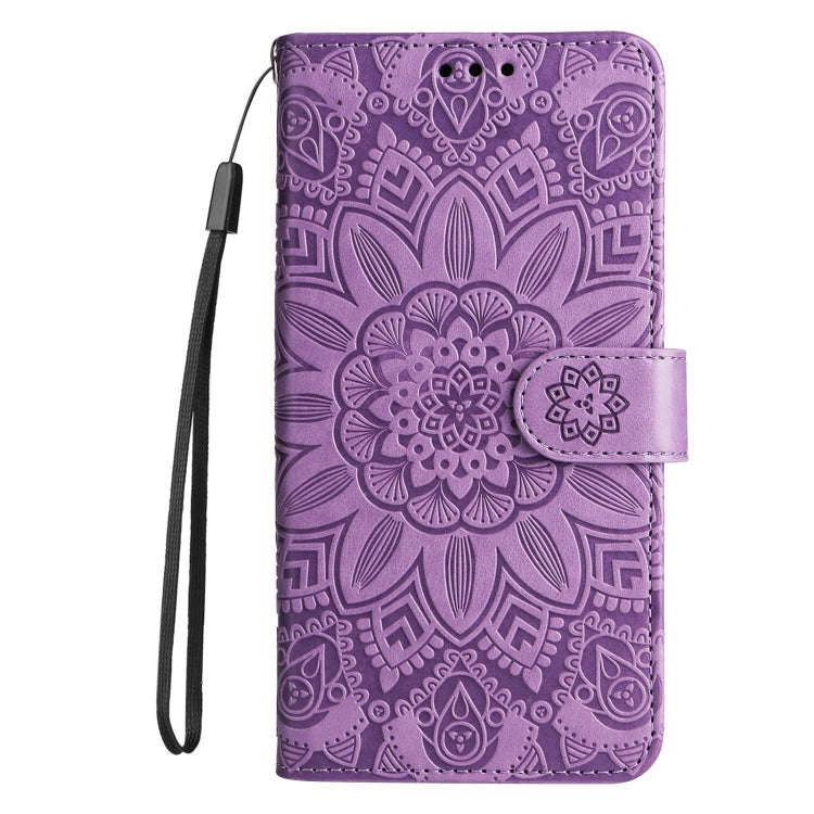 For Honor Magic5 Pro Embossed Sunflower Leather Phone Case(Purple)