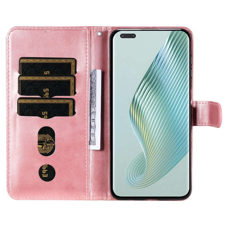For Honor Magic5 Pro Calf Texture Zipper Leather Phone Case(Rose Gold)