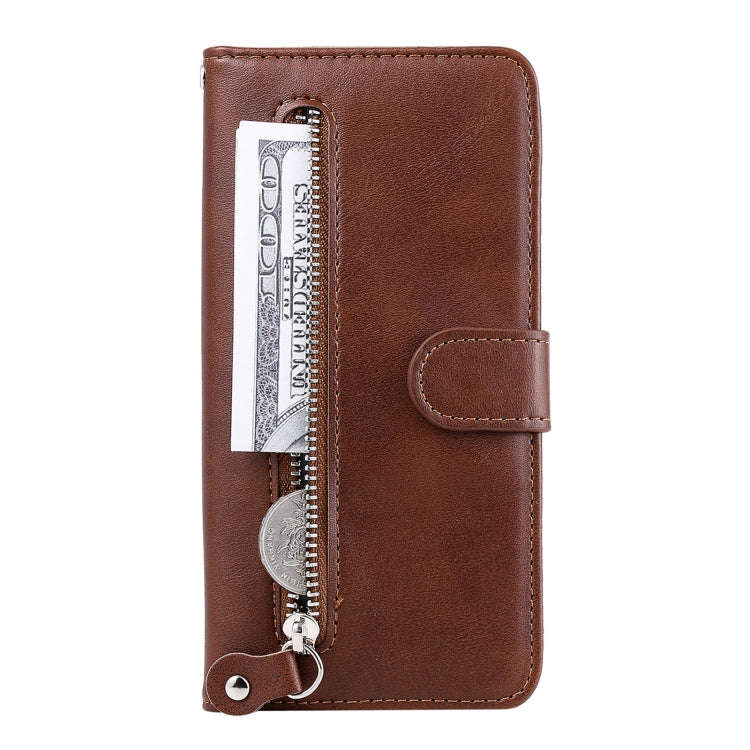 For Honor Magic5 Pro Calf Texture Zipper Leather Phone Case(Brown)