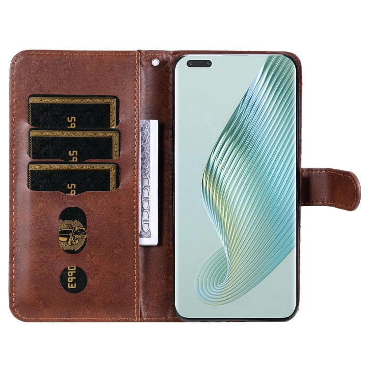 For Honor Magic5 Pro Calf Texture Zipper Leather Phone Case(Brown)